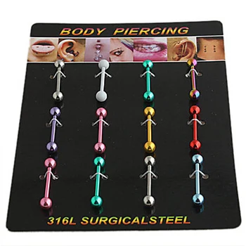 

Starbeauty 1pc or 1 Lot Mixed Color Tongue Piercing Tongue Ring Helix Industrial Piercing Nipple Piercing Barbell Sexy Jewelry