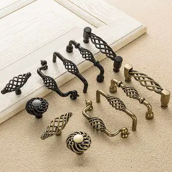 

Newest Antique Bronze Cabinet Handles Hollow Out Birdcage Drawer Knobs Wardrobe Door Furniture Pullers 88