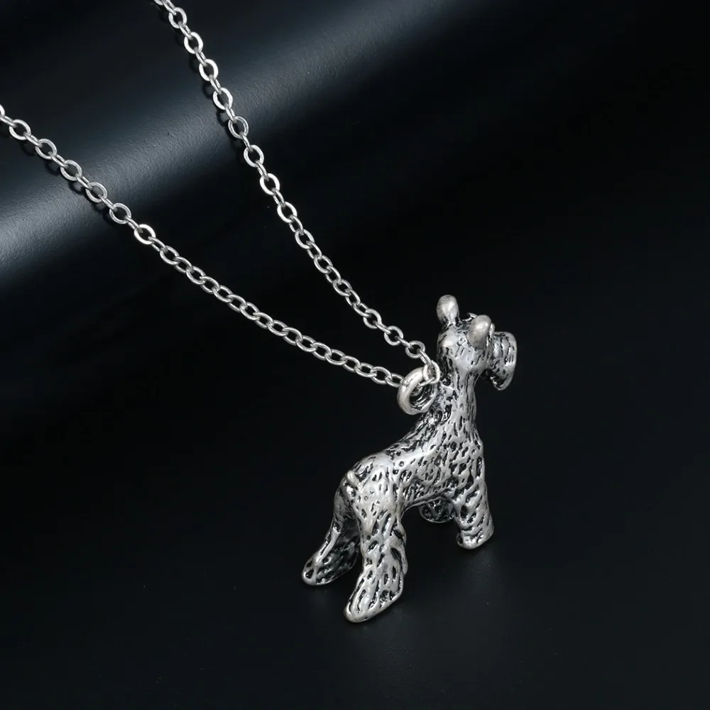 Антикварное 3D реалистичное Schnauzer Очаровательное ожерелье унисекс собака