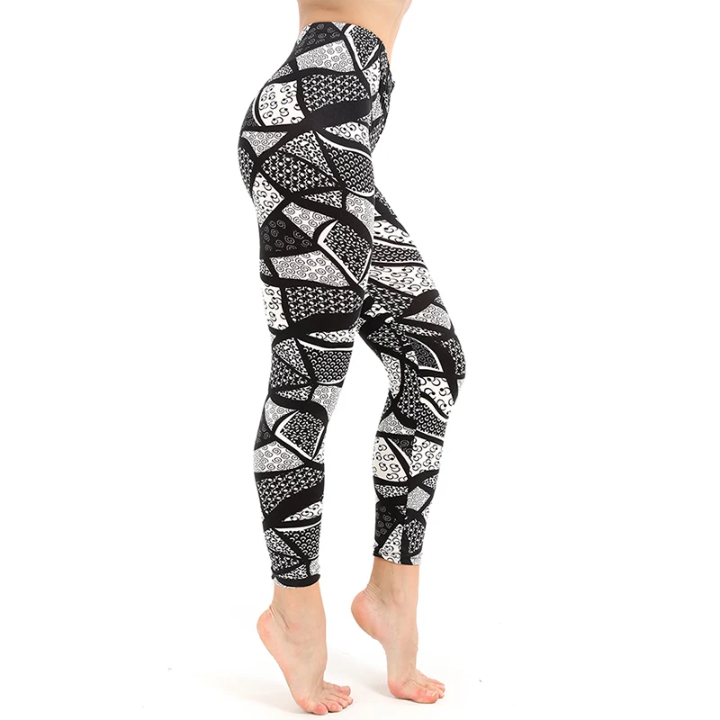 Leggings Womens Black And White Square Leggings Print Fitness Legging Sexy Silm Leging Stretch