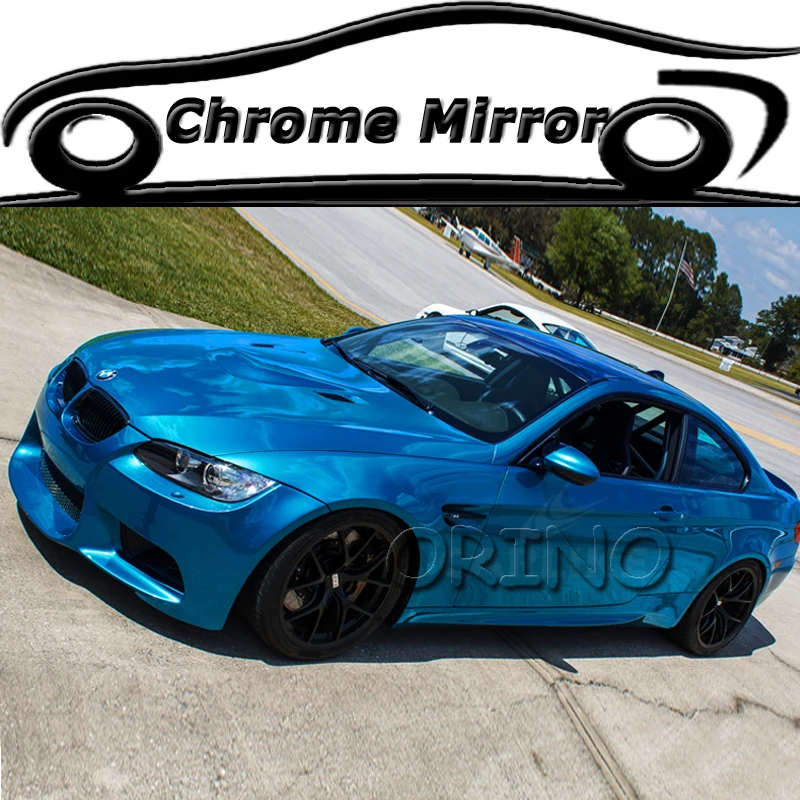 

1.52*20Meters/Roll Stretchable Blue Chrome Vinyl Film Car Sticker Chrome Vinyl Car Warp Air Bubble Free