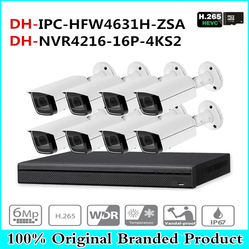 

DH Security CCTV System 8PCS 6MP Zoom IP Camera IPC-HFW4631H-ZSA & 16POE 4K NVR NVR4216-16P-4KS2 Surveillance Security System
