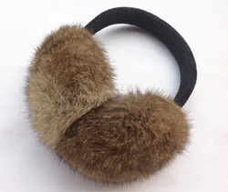 Muffs de ouvido feminino outono inverno genuíno pele de coelho preto cinza branco marrom feminino orelha aquecedor inajustável earmuff m201