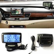 2In1 Car Kit Электронные часы термометр цифровой Дисплей внутри и снаружи двойной Температура измерительный инструмент с Подсветка 0710