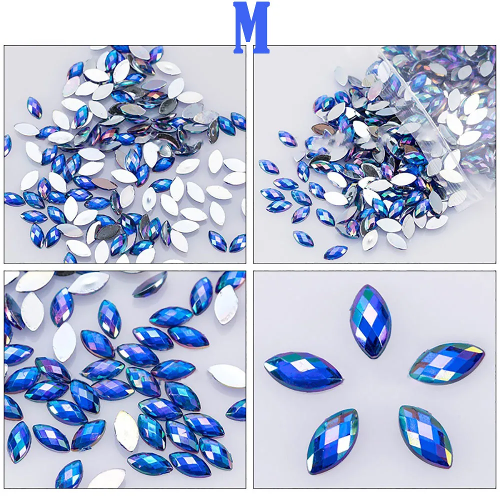 Nail Art Decoration 500Pcs Glitter Horse Eye Rhinestones 3D Nail Art Decorative Glue Acrylic Nail Decoration Manicure#p063 - Цвет: M