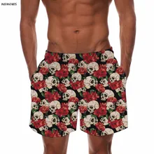 INSTANTARTS, винтажные, розовые, с черепом, с цветочным узором, мужские плавки, летние, дышащие, быстросохнущие, пляжные, пляжные шорты, мужские плавки