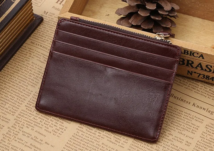 Портативный маленький кошелек с карманом для монет для мужчин кожаный держатель кредитной карты Тонкий Женская сумочка для денег