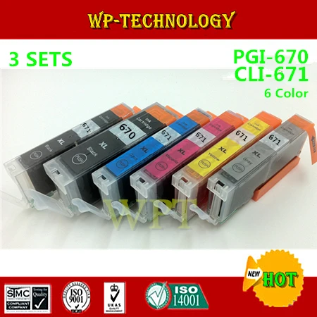 

18PK  Compatible Ink cartridge suit for PGI-670 CLI-671 ,suit for Canon PIXMA MG5760 MG5765 MG5766 .with GY