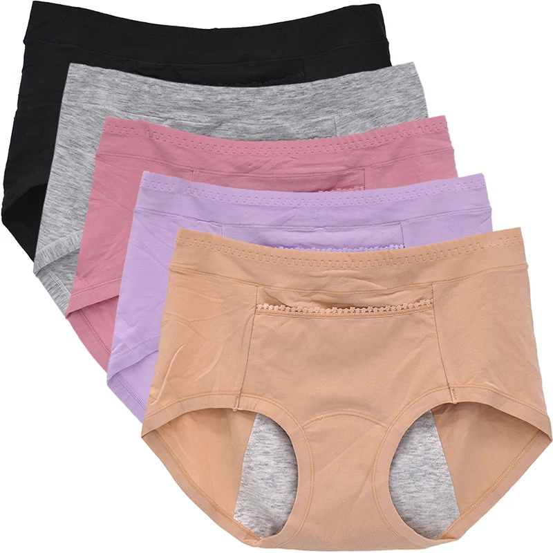 

Womens Panty With Pocket Physiological Pants Leakproof Period Panties Cotton Black Underpants Purple Underwear Khaki Briefs