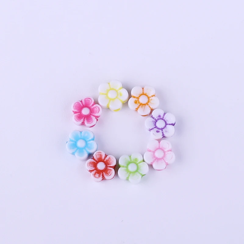 

Wholesale 280Pcs/Lot Candy Color Flowers Acrylic Beads Handmade Color Painted Stripe Beads For Kids DIY Jewelry Making