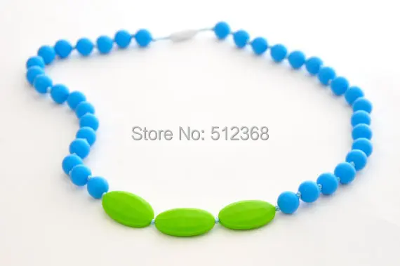 

FDA Approved Silicone Chew Teething Necklace with chew beads for Mommy Teethers Baby Chew Necklace Silicone Beads