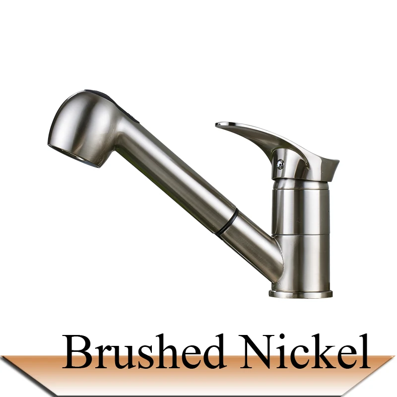 Роскошный выдвижной кухонный кран с креплением на палубе, кухонные краны для воды с горячей и холодной водой, кран с одной ручкой - Цвет: Brushed Nickel