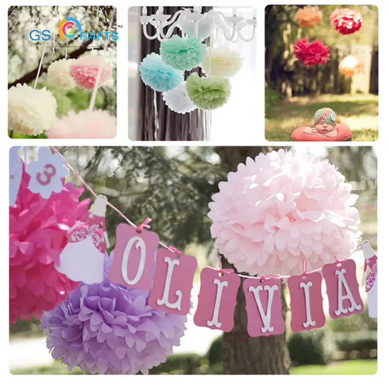 Pompones de papel tisú de tamaño mixto, Bola de flores de papel para fiesta de cumpleaños, boda, Baby Shower, decoraciones nupciales para Festival, 15 piezas