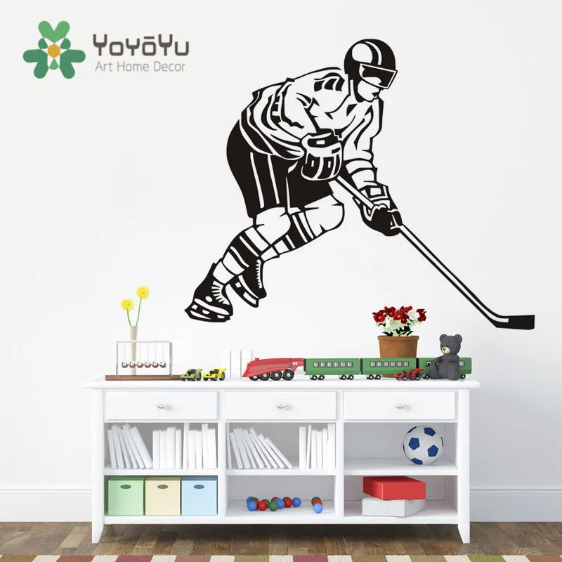 

Vinyl Wall Decal For Kids Room Hockey Player Sticker Boy Bedroom Home Decor Kids Children Room Hockey Sports Player Sticker NY-4