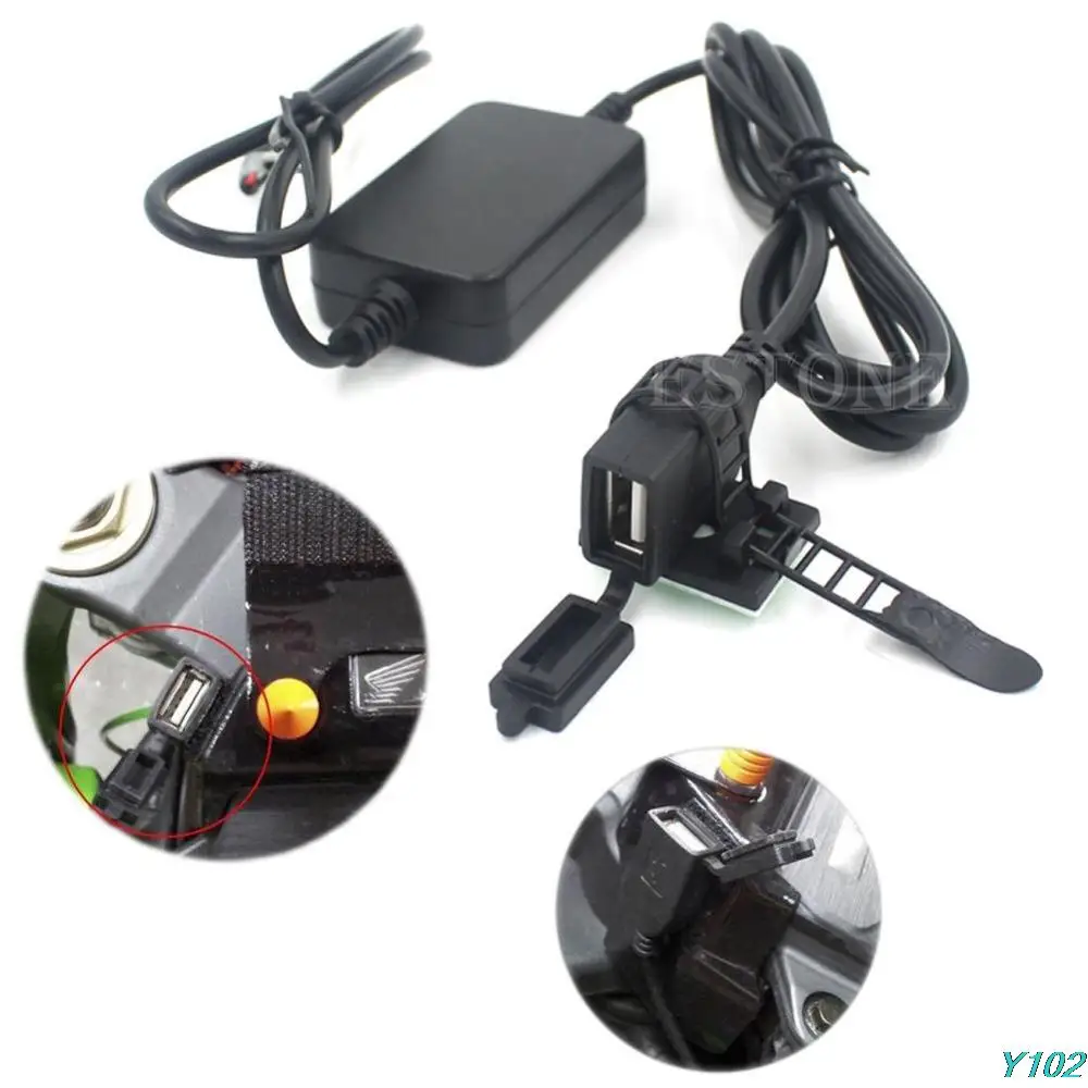  OOTDTY USB Powerport 12V 2.1A Dual Ladegerät für Smartphone iPhone Android GPS Motorrad
