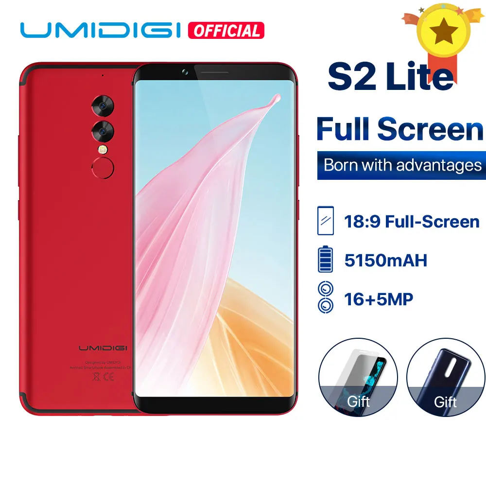 UMIDIGI S2 Lite смартфон с Полноразмерным экраном 18:9 Android 7 0 Face ID 5100 мАч 4 Гб 32 ГБ 16 Мп + 5 МП