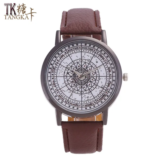 TANGKA high quality new men's ladies leather watch steel ring pointer dial solid TANGKA high quality new men's ladies leather watch steel ring pointer dial solid