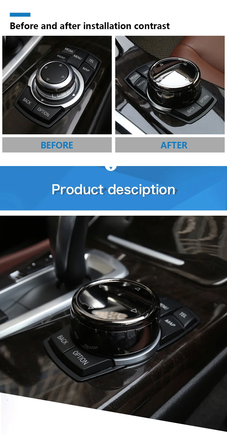  IDrive Car Multimedia Button Knob Cover Ceramic Black for BMW X1 F25 X3 X4 F15 X5 F16 X6 1 2 3 5 Series F10 F20 F30 F34 (3)