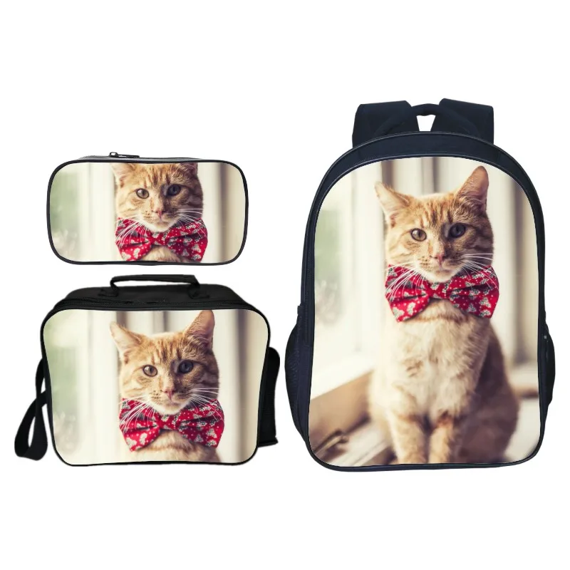 

3Pcs/Set Hot Sale Animal Printing Cat Kids Baby School Bags Boys Shoulder Backpacks Children Book Bag Girls Gift Student Mochila