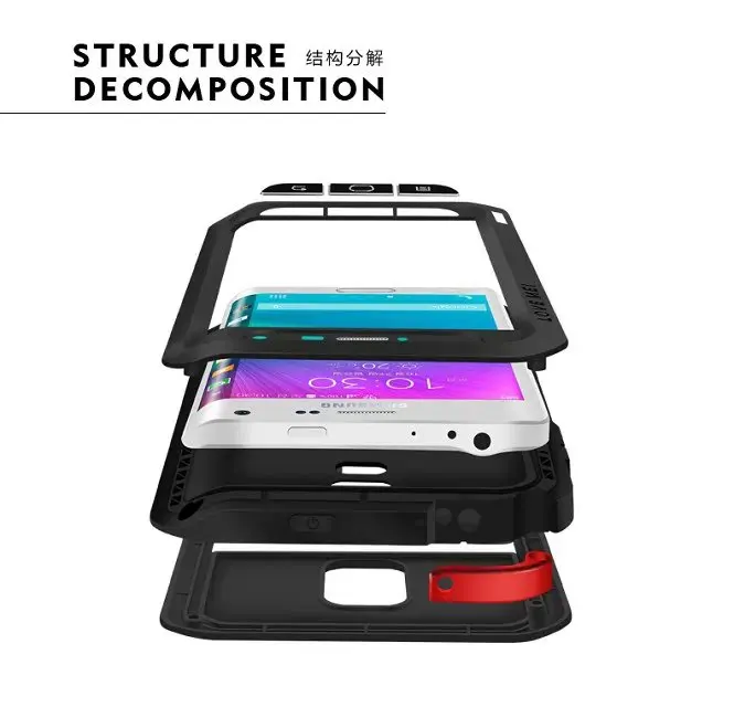 

For Samsung Galaxy Note 4 edge N9150 Original Dirt Waterproof Love Mei Metal Aluminum Powerful Case with Gorilla Glass