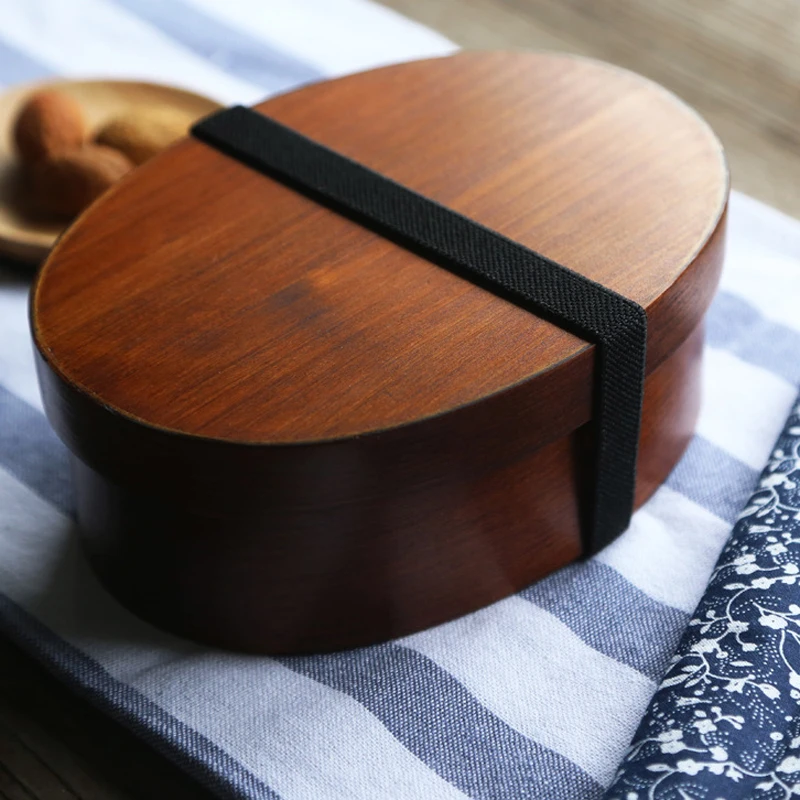 Wood Lunch Box Japanese Bento Boxes Handmade Natural Wooden Sushi Box Portable Food Container Dinnerware Set (3)