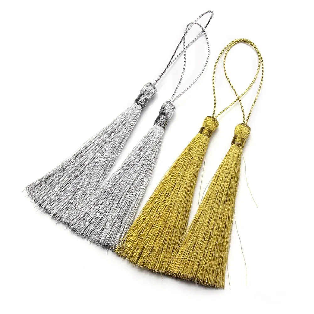 30pcs/lot 40mm Gold Silver Silk Tassels Women Earring Charm Dangle