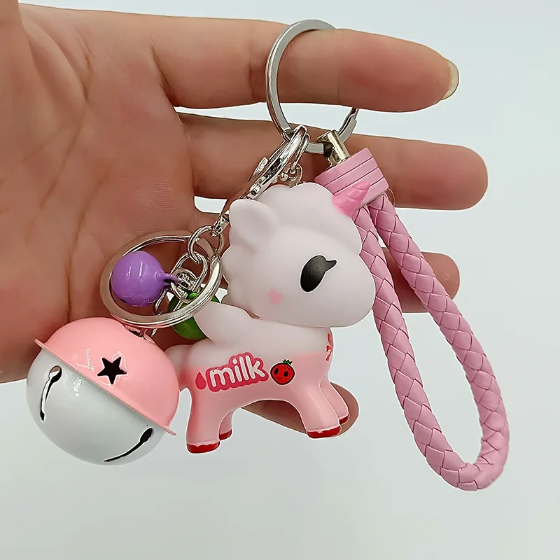 

2019 New Rainbow PVC Animal Unicorn Keychain for Men Women Bag Ornament Phone Key Chain Porte Clef keyring Bag Decoration
