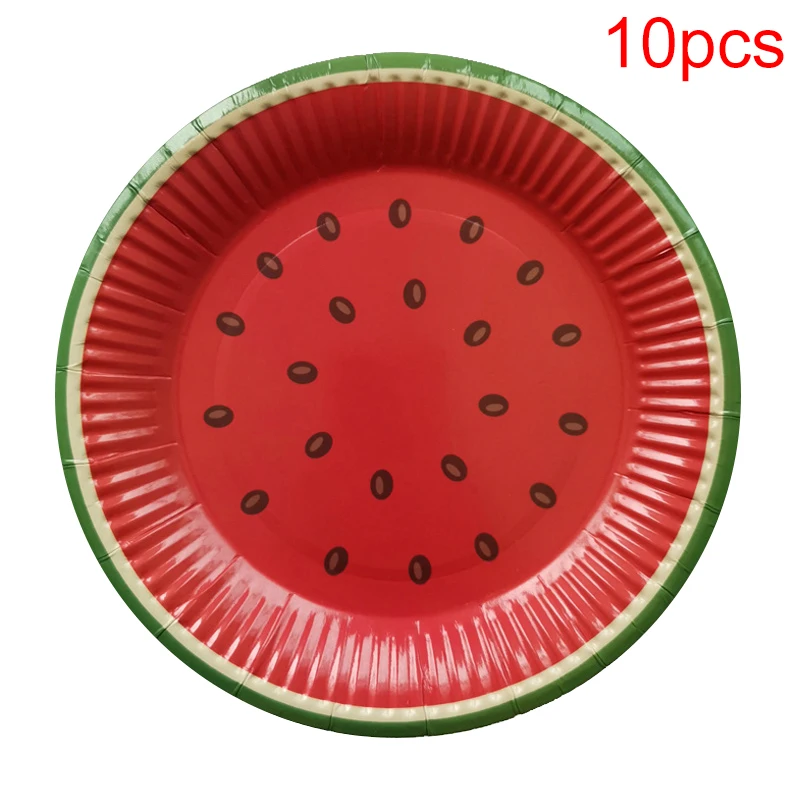 Одноразовые Бумага плиты красный арбуз День рождения одноразовые пластины тарелка для фруктов, пирожных лоток посуда День рождения расходные материалы