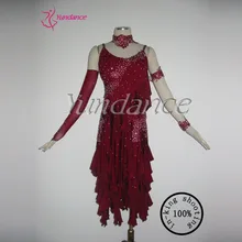 Сексуальные латинские Блестки Бальные Сальса латинские танцы платье для выступлений L-1176