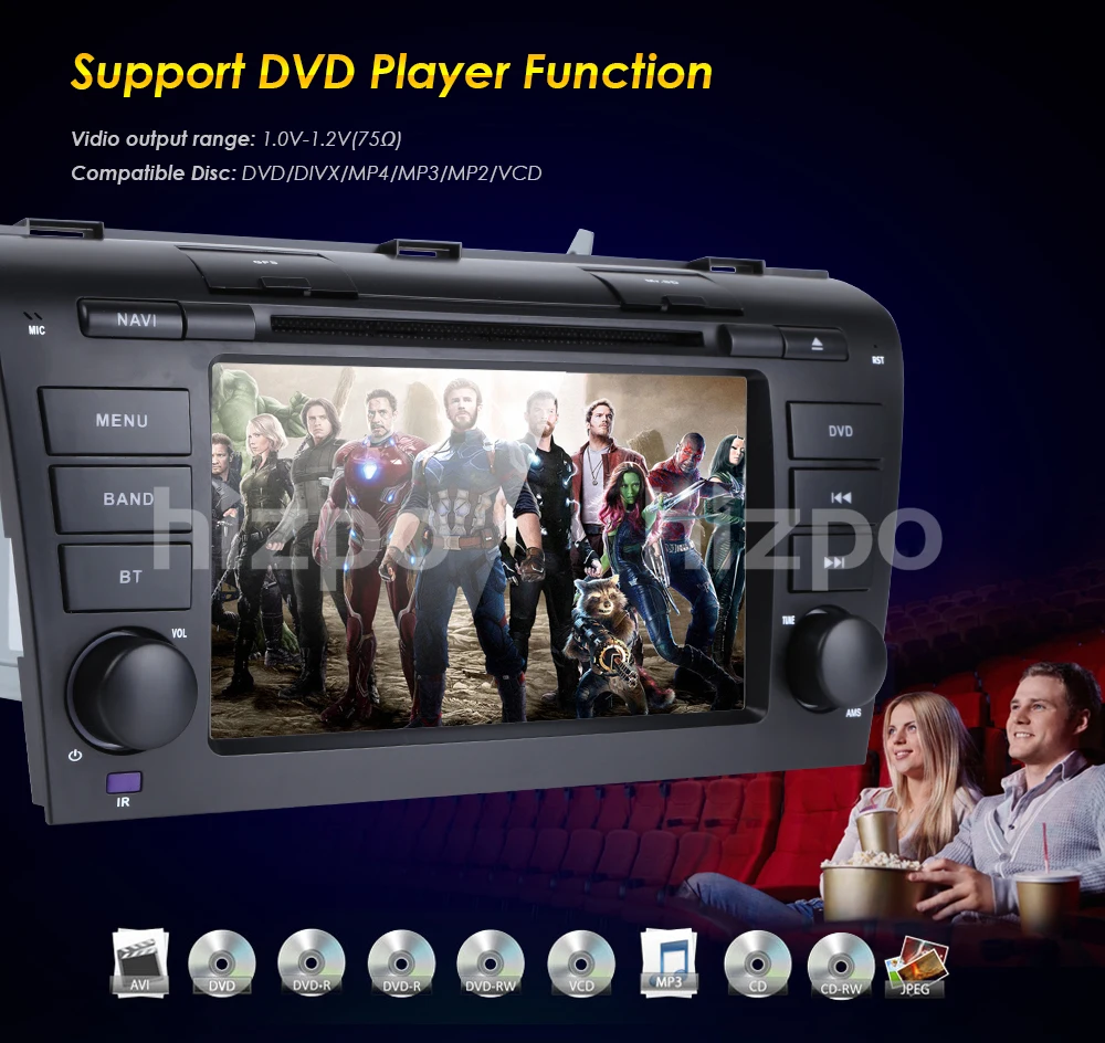 Excellent HIZPO IPS 2 din Android 8.0 Car DVD Player For Mazda 3 mazda3 2004-2009 Radio Player Car GPS Navigation multimedia Stereo rds BT 3