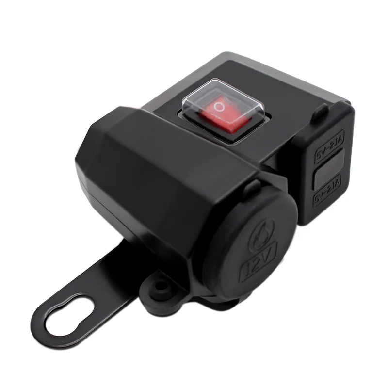 Dual USB Port 12V Waterproof Motocross Motorcycle Handlebar Charger Led 5V 1A 2.1A Adapter Power Supply Socket for Phone Mobile