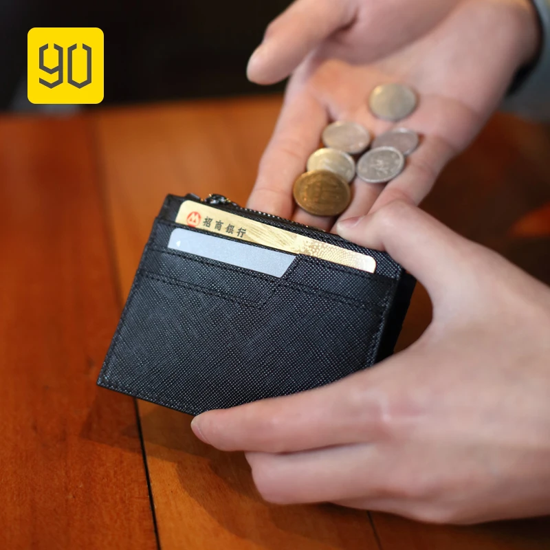 Najtaniej NINETYGO 90FUN Fashion Business Casual portfel na monety portmonetka oryginalna skóra bydlęca dla mężczyzn kobiety posiadacz karty czarny