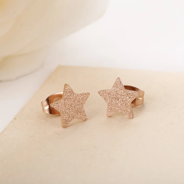 Дизайн модные звезды серьги-гвоздики Титан Сталь розовое золото Цвет Обручение свадебные серьги для Для женщин BXE34 - Окраска металла: Rose Gold