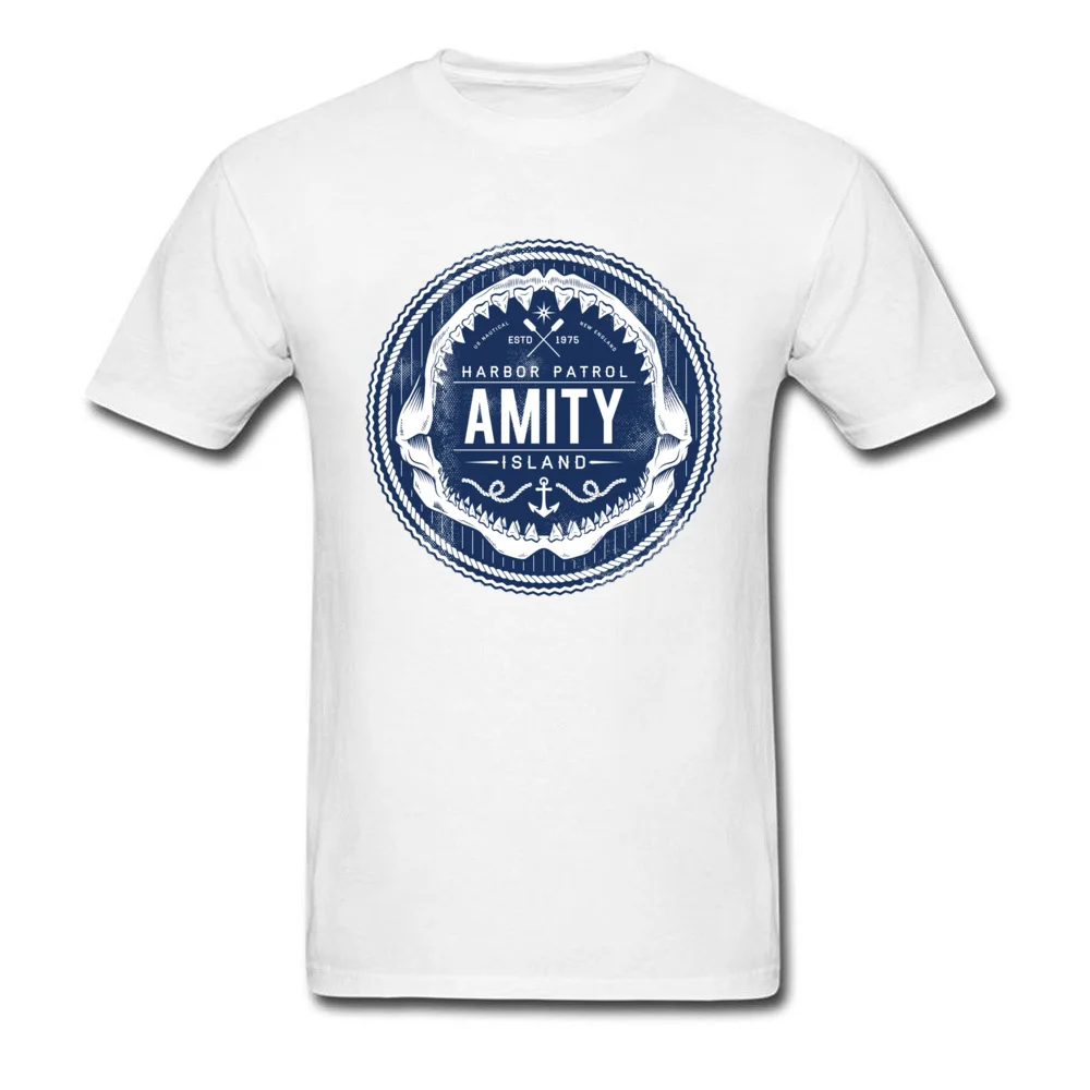 amity island harbor patrol 5997 Funny Men T-Shirt Round Collar Short Sleeve Pure Cotton Tops Shirts Customized Tee-Shirts amity island harbor patrol 5997 white