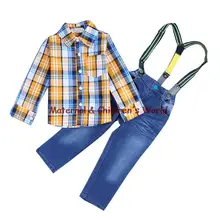 Children s Clothing Sets For Spring Autumn Baby Boy Suit Long Sleeve Plaid Shirts Jeans Wite