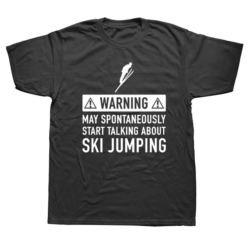 

Ski Jumping Letter Funny T Shirts Men Summer Cotton Harajuku Short Sleeve O Neck Streetwear Black T-shirt