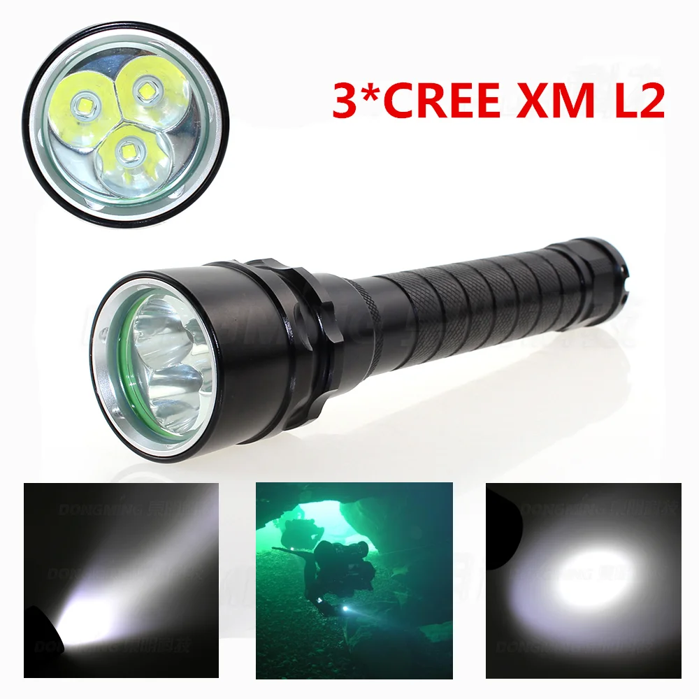 underwater 100M Diving Flashlight 3 x CREE XM L2 Waterproof torch 6000