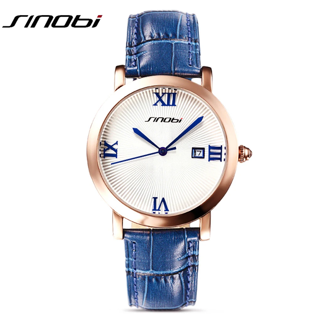 

SINOBI Street Style Unisex Quartz Watches Women Leather band Top Luxury Brand Female Wristwatch Japan Clock female Ladies 2017