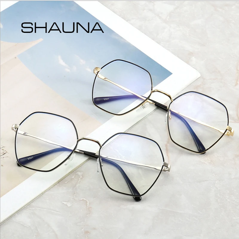 

SHAUNA Anti Blue Ray Glasses Square For Women Myopia Computer Frame Prescription Eyeglasses Clear Lens Optical Glass Men