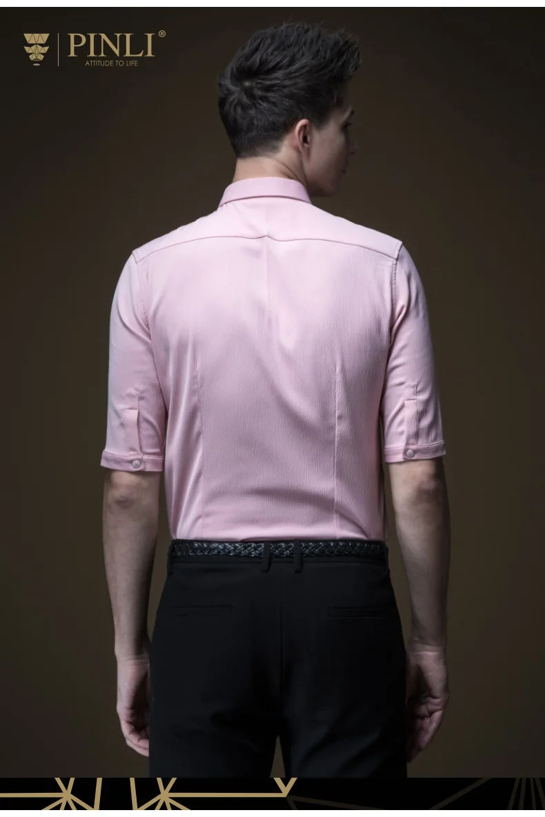 2019 Camisas Para Hombre Camiseta Masculina Pinli летняя новая мужская рубашка с коротким рукавом с пятью рукавами B192313452