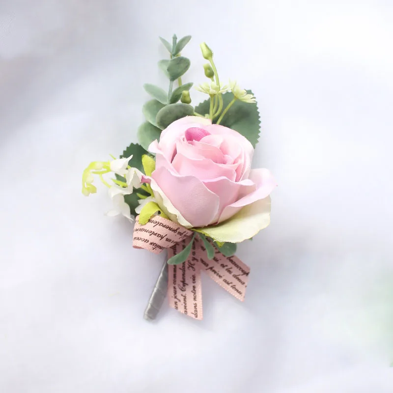 wedding wrist corsages boutonnieres bridal groom marriage pink red roses flower (10)
