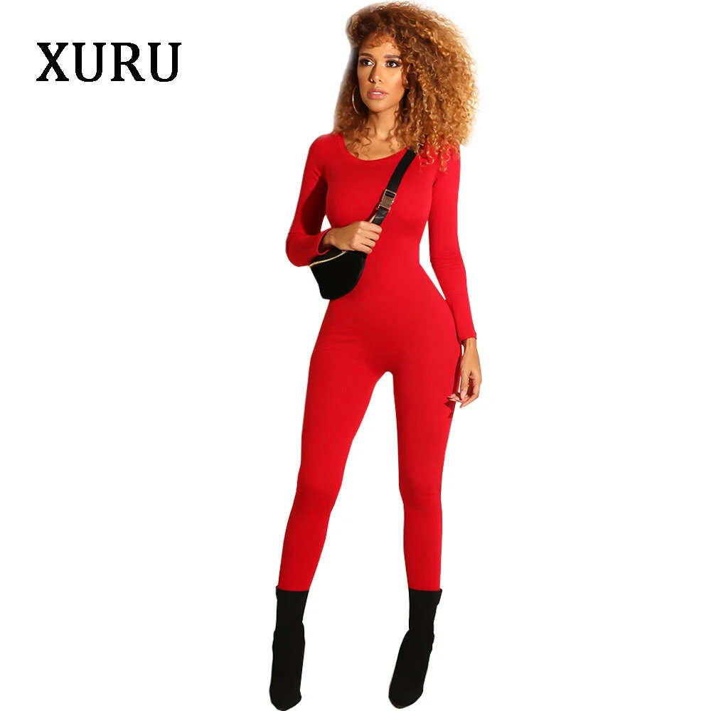 

XURU elegant jumpsuit female autumn and winter sexy tight bodysuit pants women's pants casual new sexy jumpsuit
