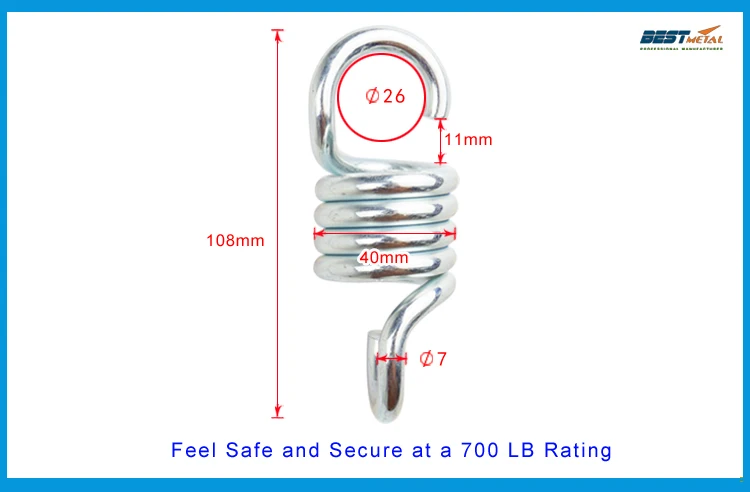 700LB весовая емкость крепкая стальная удлиненная пружина подходит для гамака кресло Висячие крыльца Подвеска Крючки садовые качели удар мешок