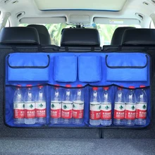Oxford 600D Car Trunk Organizer Water Bottle Storage Bag Mesh Nets Universal Size Back Seat Hanging Pockets Cartoon Travel Bags