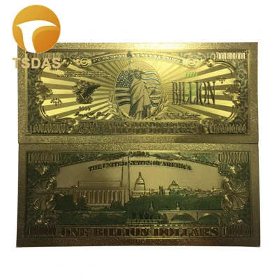 10 шт./лот банкнота из американского золота 1899 год один доллар позолоченная банкнота для подарков - Цвет: USD 1 Billion
