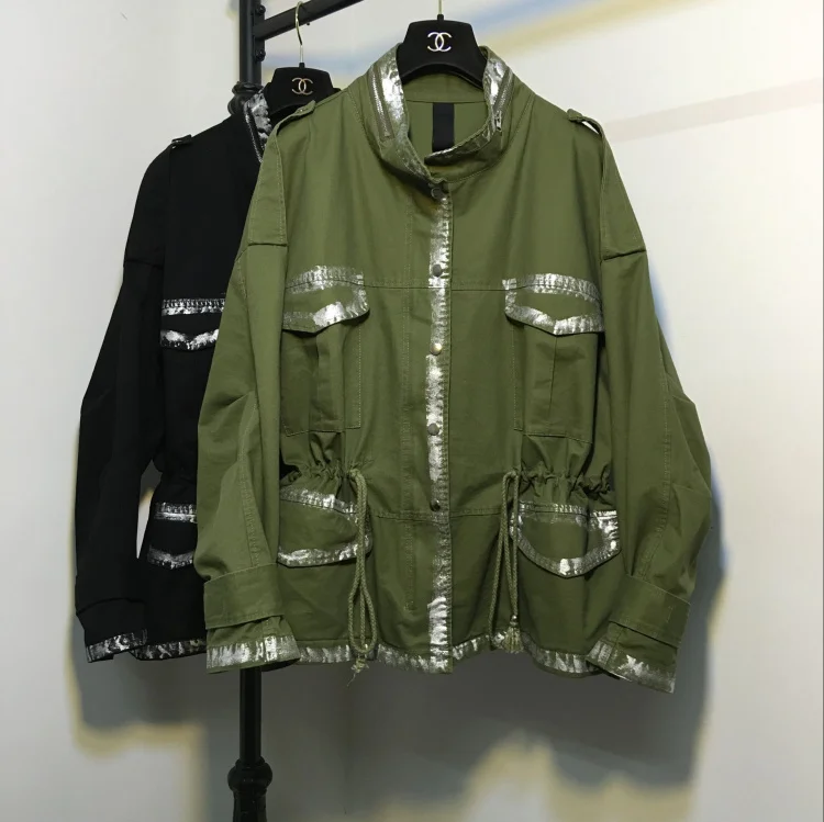 Burderry À Tranchée Noir Doodle Automne Lâche Manteau Vent army Femelle Militaire Le Coupe Peinture Nouvelle Green 2017 Vieux vent Grande Faire Bf Taille dtFvqnR8vW