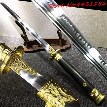 

Full Handmade Chinese Swordsman KungFu Fighting Dao Sword Katana Clay Tempered T1095 High Carbon Steel Super Sharp Dragon Knife