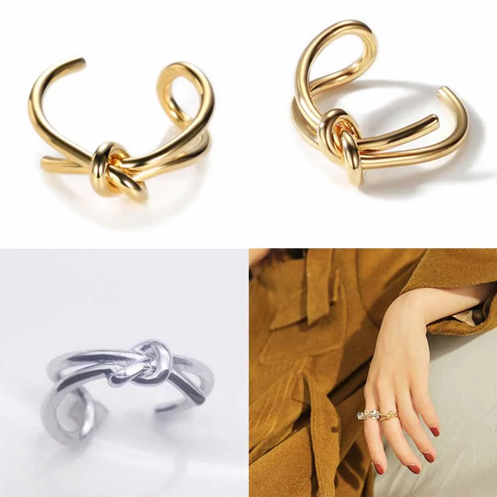 Романтический подарок ретро двойной бант дизайн кольца розовое золото цвет свадебные кольца элементов открытое слово кольцо для женщин ювелирные изделия