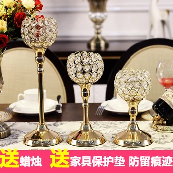 

Crystal Golden Candlestick European Luxury Romantic Candlelight Dinner Nordic Table Candlestick