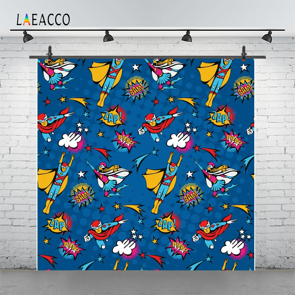 Laeacco Baby Comics Superman Photography Backgrounds Digital Customized Photographic Backdrops Props For Photo Studio